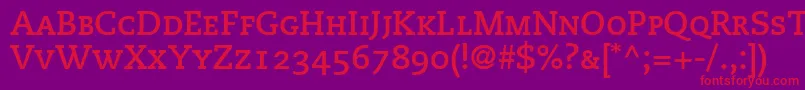 PmnCaecilia75BoldSmallCapsOldstyleFigures Font – Red Fonts on Purple Background