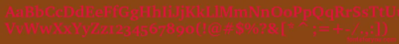 フォントCharteroscBold – 赤い文字が茶色の背景にあります。