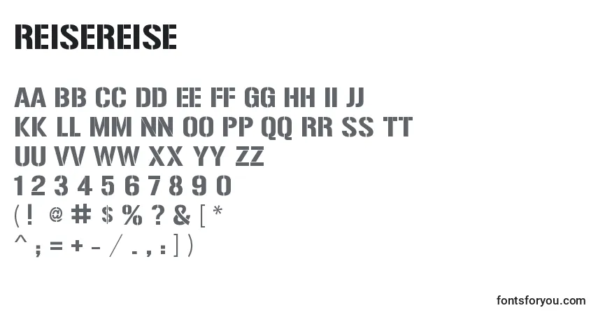 ReiseReise Font – alphabet, numbers, special characters
