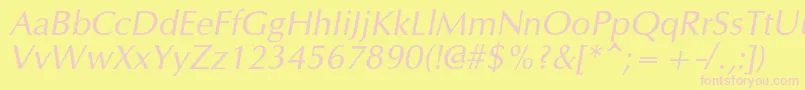 OpiumnewcItalic-Schriftart – Rosa Schriften auf gelbem Hintergrund