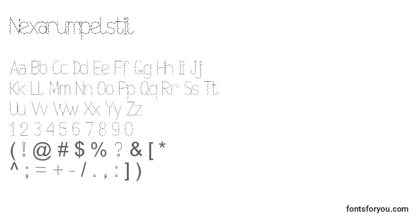 Czcionka Nexarumpelstil – alfabet, cyfry, specjalne znaki