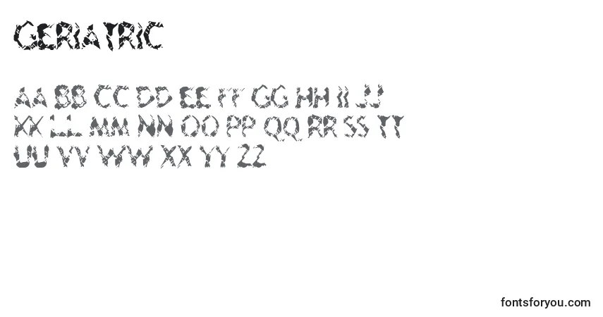 Schriftart Geriatric – Alphabet, Zahlen, spezielle Symbole