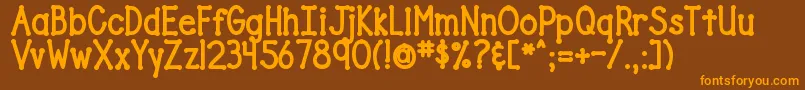 DjbDrivesMeDotty-Schriftart – Orangefarbene Schriften auf braunem Hintergrund