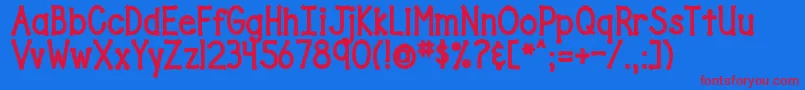 DjbDrivesMeDotty Font – Red Fonts on Blue Background