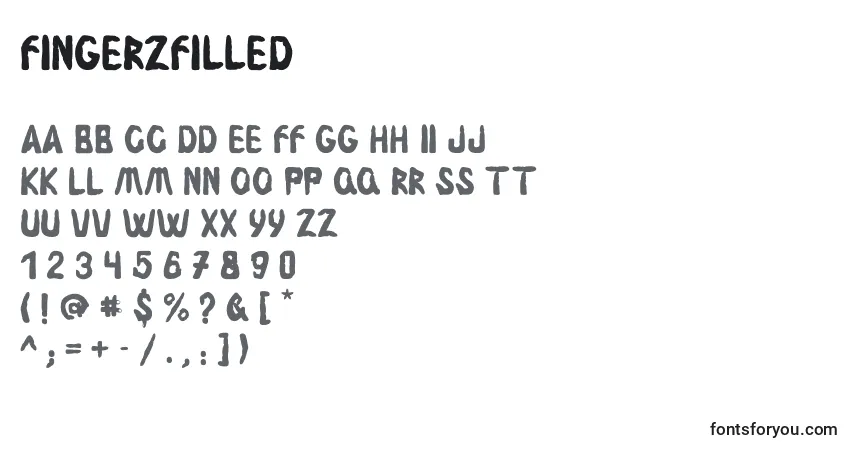Шрифт Fingerzfilled – алфавит, цифры, специальные символы