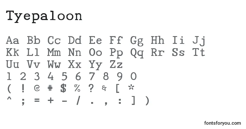 Fuente Tyepaloon - alfabeto, números, caracteres especiales