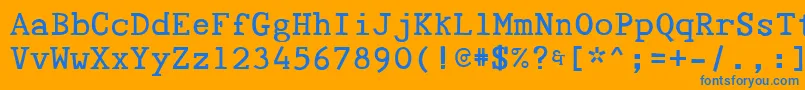 Saiba mais sobre a fonte Tyepaloon Fonte Tyepaloon – fontes azuis em um fundo laranja