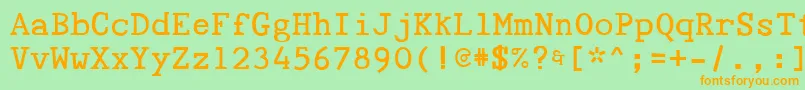 フォントTyepaloon – オレンジの文字が緑の背景にあります。