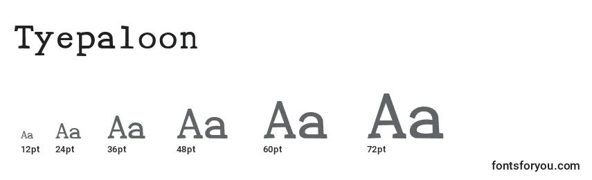 Размеры шрифта Tyepaloon
