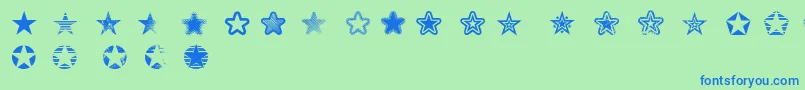 Starz2-Schriftart – Blaue Schriften auf grünem Hintergrund