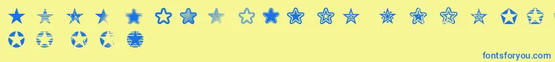 Starz2-Schriftart – Blaue Schriften auf gelbem Hintergrund