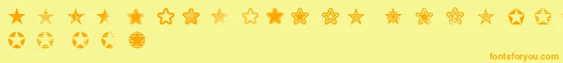 Starz2-Schriftart – Orangefarbene Schriften auf gelbem Hintergrund