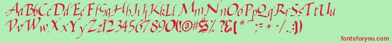 BaggageRegular-Schriftart – Rote Schriften auf grünem Hintergrund