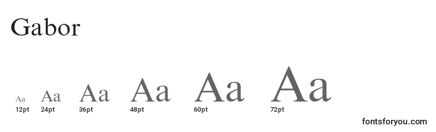 Gabor Font Sizes