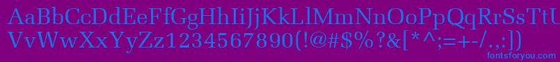 フォントMeliorLt – 紫色の背景に青い文字