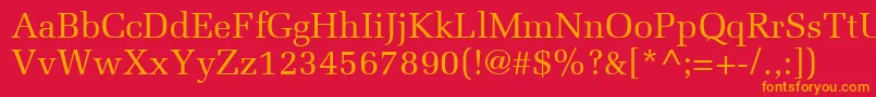 フォントMeliorLt – 赤い背景にオレンジの文字