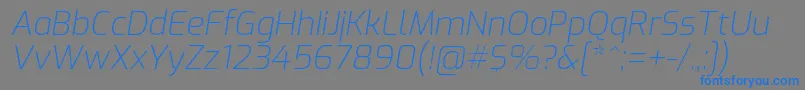 ExoExtralightitalic Font – Blue Fonts on Gray Background
