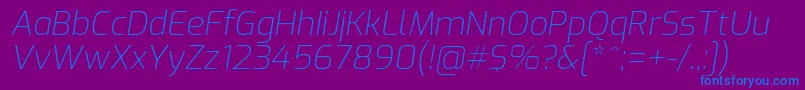 ExoExtralightitalic Font – Blue Fonts on Purple Background