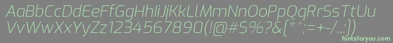 ExoExtralightitalic Font – Green Fonts on Gray Background