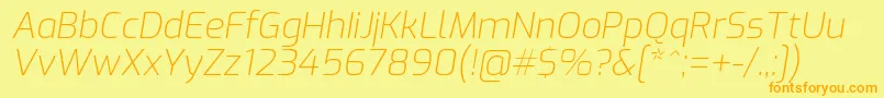 ExoExtralightitalic-Schriftart – Orangefarbene Schriften auf gelbem Hintergrund