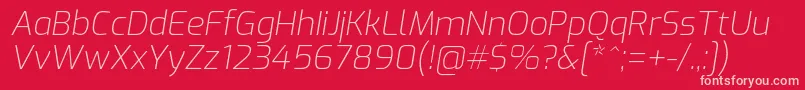 ExoExtralightitalic-fontti – vaaleanpunaiset fontit punaisella taustalla