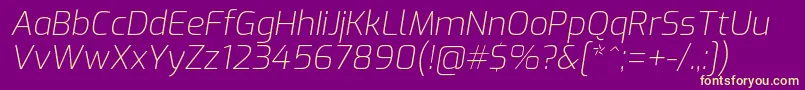 ExoExtralightitalic Font – Yellow Fonts on Purple Background