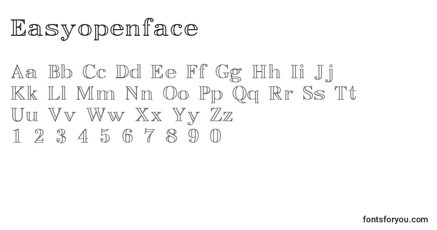 Czcionka Easyopenface – alfabet, cyfry, specjalne znaki