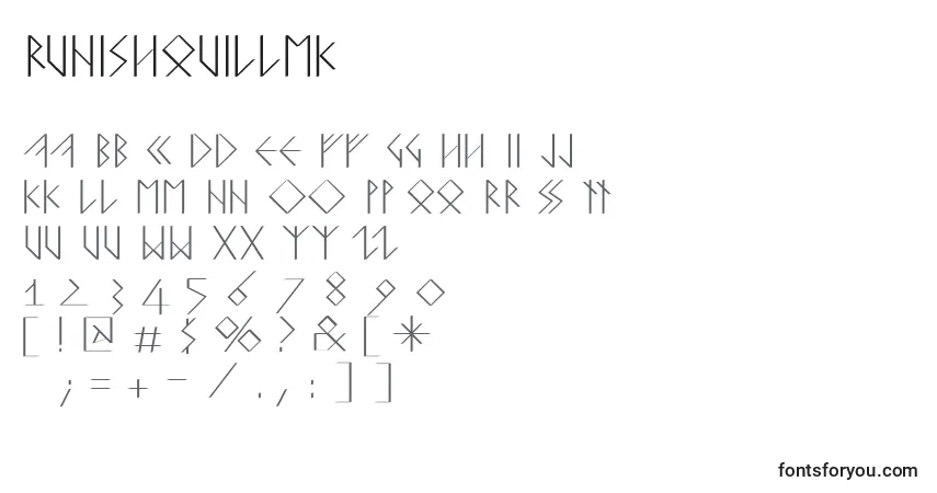 Schriftart Runishquillmk – Alphabet, Zahlen, spezielle Symbole
