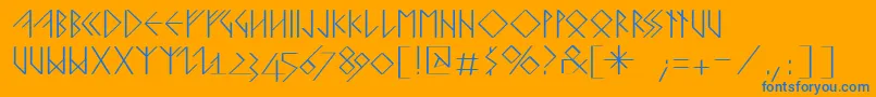 Runishquillmk Font – Blue Fonts on Orange Background