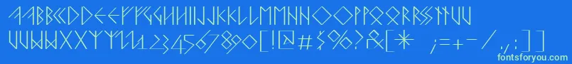Runishquillmk Font – Green Fonts on Blue Background