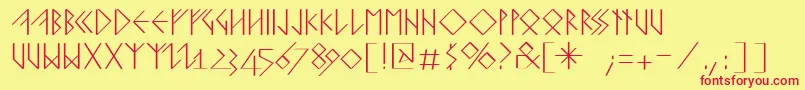 Runishquillmk Font – Red Fonts on Yellow Background