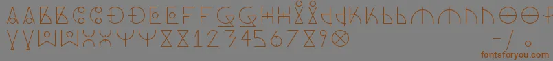 フォントDosAmazigh1 – 茶色の文字が灰色の背景にあります。