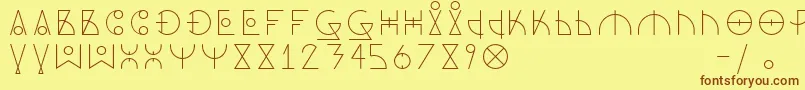 フォントDosAmazigh1 – 茶色の文字が黄色の背景にあります。