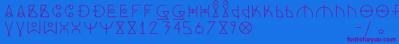 DosAmazigh1-Schriftart – Violette Schriften auf blauem Hintergrund