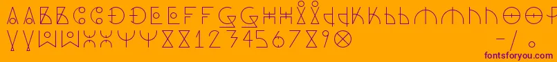 DosAmazigh1-Schriftart – Violette Schriften auf orangefarbenem Hintergrund