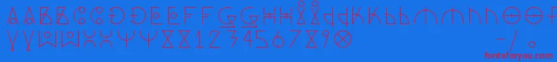 DosAmazigh1 Font – Red Fonts on Blue Background