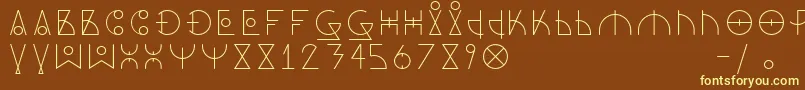 DosAmazigh1-fontti – keltaiset fontit ruskealla taustalla