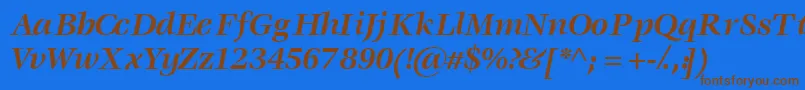 フォントVoracessk ffy – 茶色の文字が青い背景にあります。