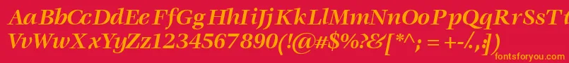 フォントVoracessk ffy – 赤い背景にオレンジの文字