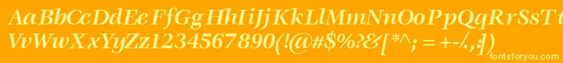 Voracessk ffy-Schriftart – Gelbe Schriften auf orangefarbenem Hintergrund