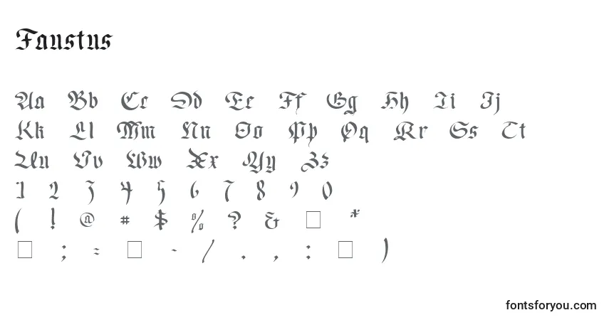 Czcionka Faustus – alfabet, cyfry, specjalne znaki