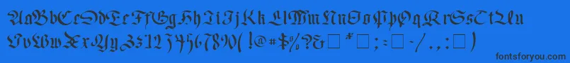 Faustus-Schriftart – Schwarze Schriften auf blauem Hintergrund