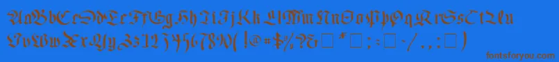 Faustus-Schriftart – Braune Schriften auf blauem Hintergrund