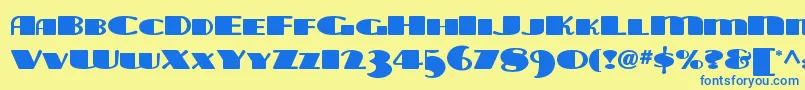 Tarabulbousnf-Schriftart – Blaue Schriften auf gelbem Hintergrund