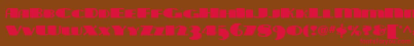 フォントTarabulbousnf – 赤い文字が茶色の背景にあります。