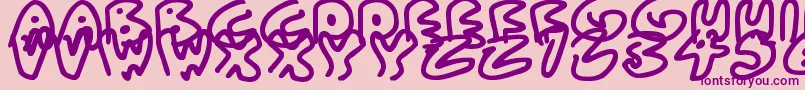 フォントAlmostOutlines – ピンクの背景に紫のフォント