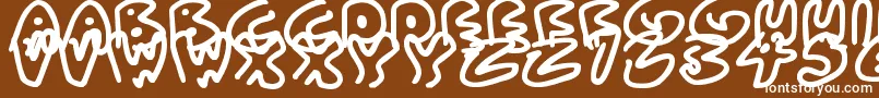 フォントAlmostOutlines – 茶色の背景に白い文字