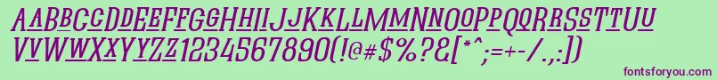 QuasticKapsLineItalic Font – Purple Fonts on Green Background