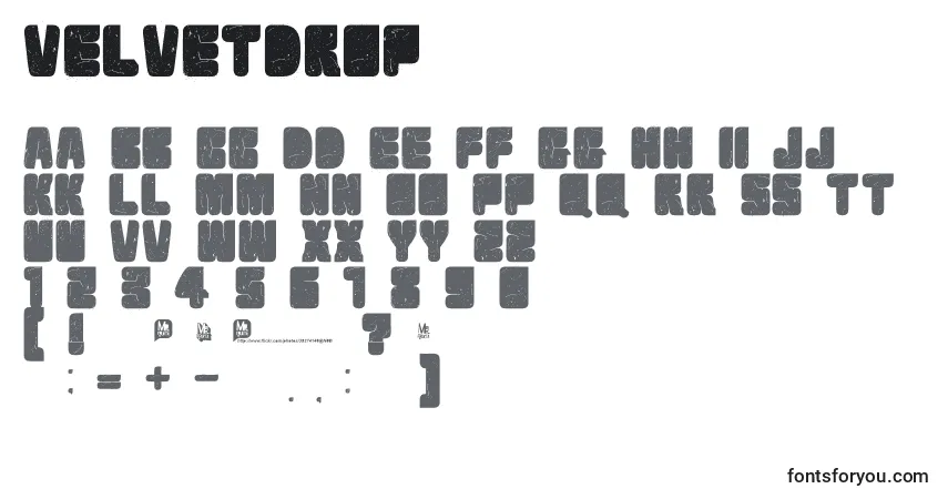 Шрифт Velvetdrop – алфавит, цифры, специальные символы