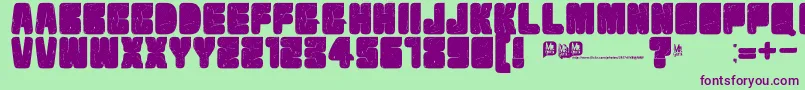 フォントVelvetdrop – 緑の背景に紫のフォント